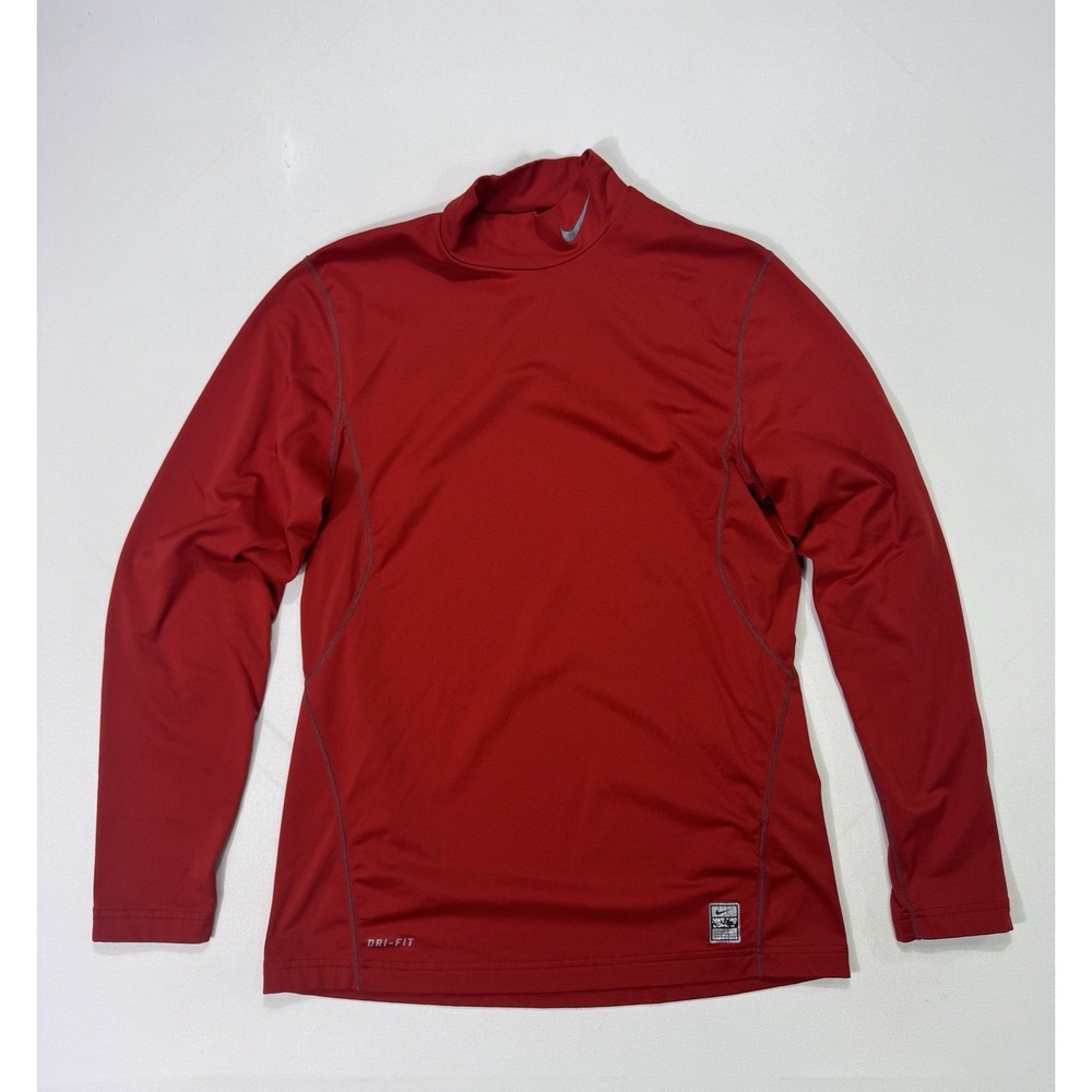 Nike Pro Combat Fitted Dri Fit Shirt Mens Medium Red Athletic Logo 424897 Sports
